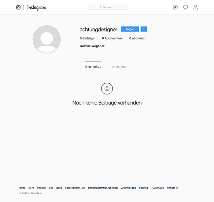 Instagram für Designer, AchtungDesigner, Schritt 1 – Einen Account anlegen